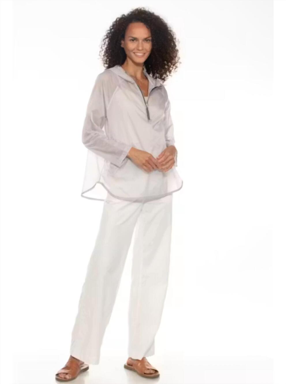 NEW HELLO NITE ultra light zip hood pullover in lilac pearl